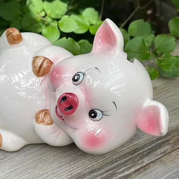 Vintage Ceramic Pig Piggy Bank Figurine - Picture 7 of 10